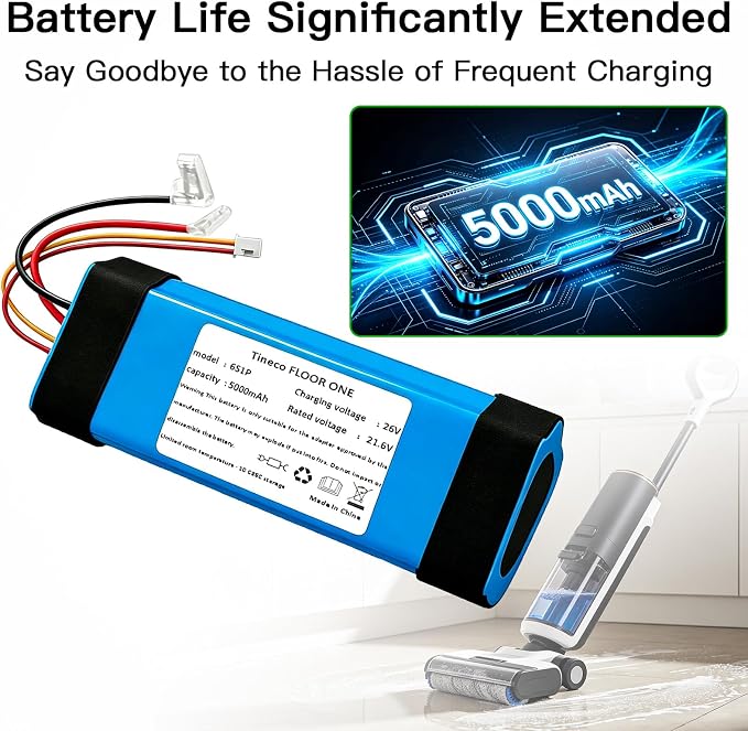 5000mAh Replacement Battery Compatible with Tineco Floor ONE S3 / S3 Breeze Cordless Wet Dry Vacuum Cleaner, High Capacity Battery Pack 21.6V