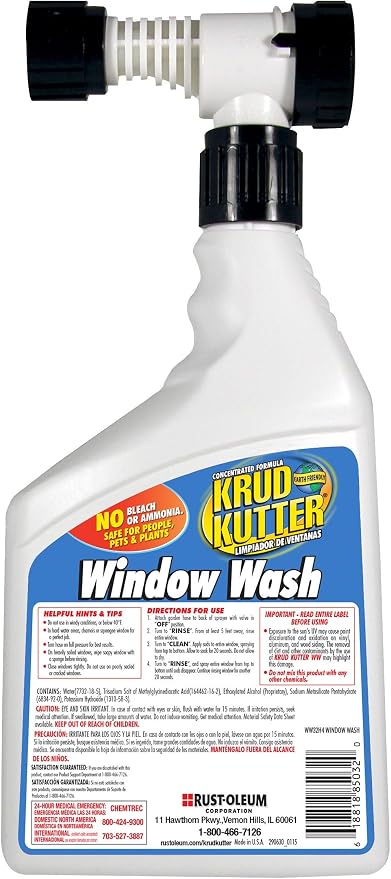 Krud Kutter WW32H4 Window Wash, 32 oz, Clear (Pack of 3)