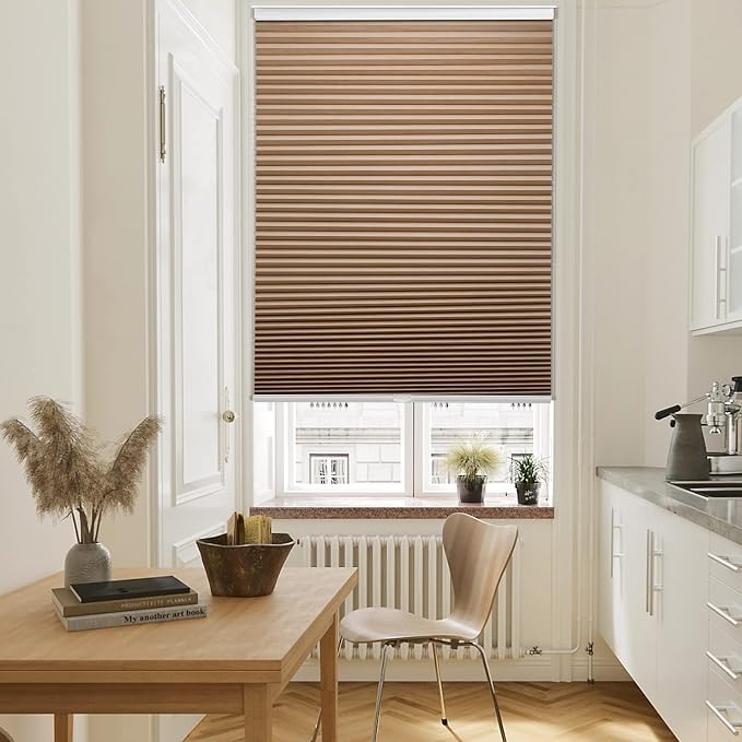 MYshade Cordless Blackout Cellular Shades, 1.5" Honeycomb Window Blinds for Bedroom & Nursery, Thermal Insulated, Noise Reducing, Privacy Shades, Inside or Outside Mount (41" W x 72" H, Light Brown)