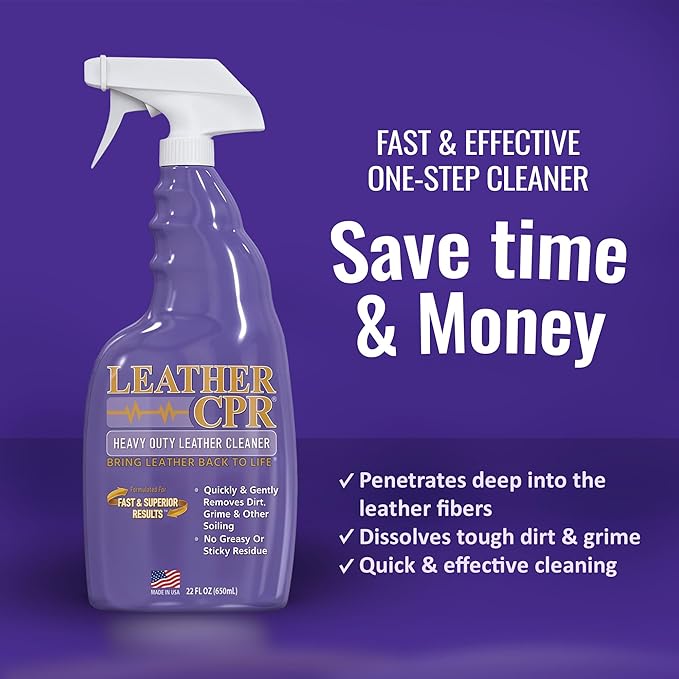 Leather CPR Heavy Duty Leather Cleaner 22oz, Car Leather CPR Cleaner and Conditioner Companion for Heavily Soiled Car Seats, Couches, Purses, Boots, Saddles, Purses & Shoes