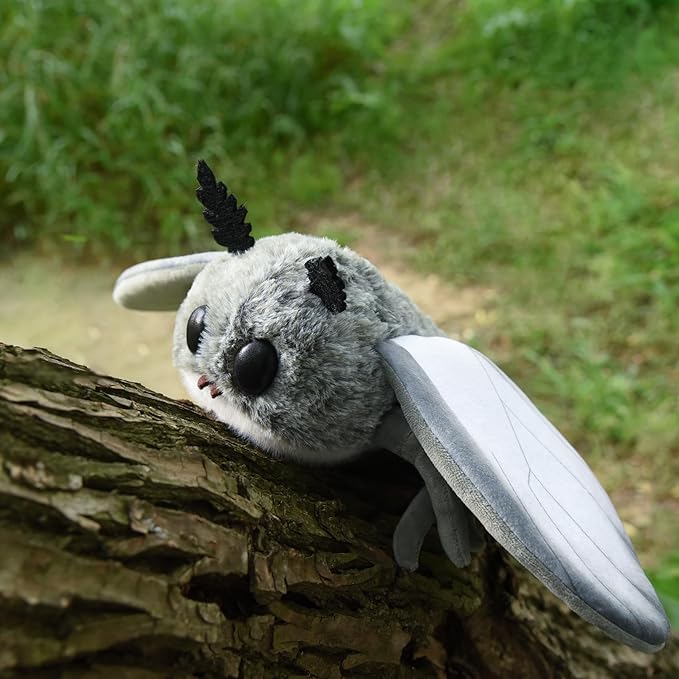 Cute Moth Plush Toy, White Moth Stuffed Animals 11in, Handmade Big Mothman Insect Plushie Model Toy, Unique Plush Gift Collection for Kids