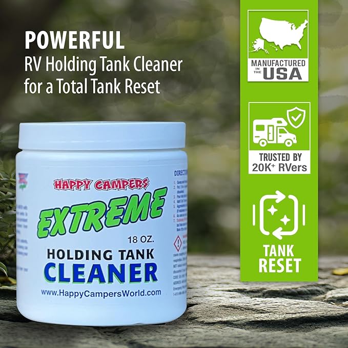 Happy Campers Extreme RV Holding Tank Cleaner – Deep Cleaning Formula for Black & Gray Tanks, Helps Clean Black Tank Sensors & Remove Odor-Causing Buildup (Pack of 2)