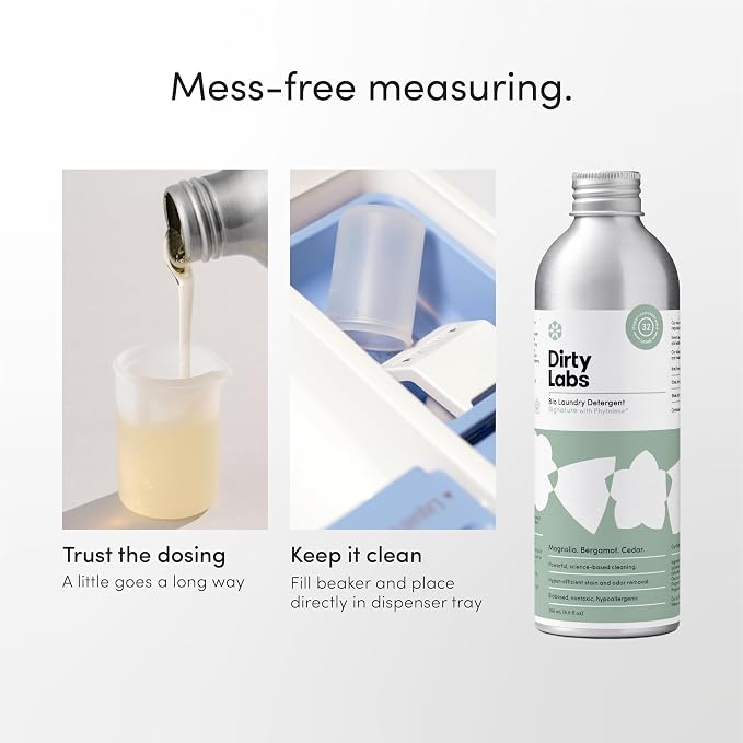 Dirty Labs | Bio-Liquid Laundry Detergent Starter Kit | Signature & Free & Clear | 2x 32 Loads (8.6 fl oz) | Hyper-Concentrated | High Efficiency & Standard Machine Washing | Nontoxic, Biodegradable