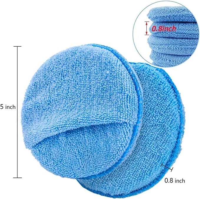 5 Inch Microfiber Wax Applicator Pad, Round Foam Sponges for Vehicle Detailing Motorcycle Daily Care(Blue 5pcs)