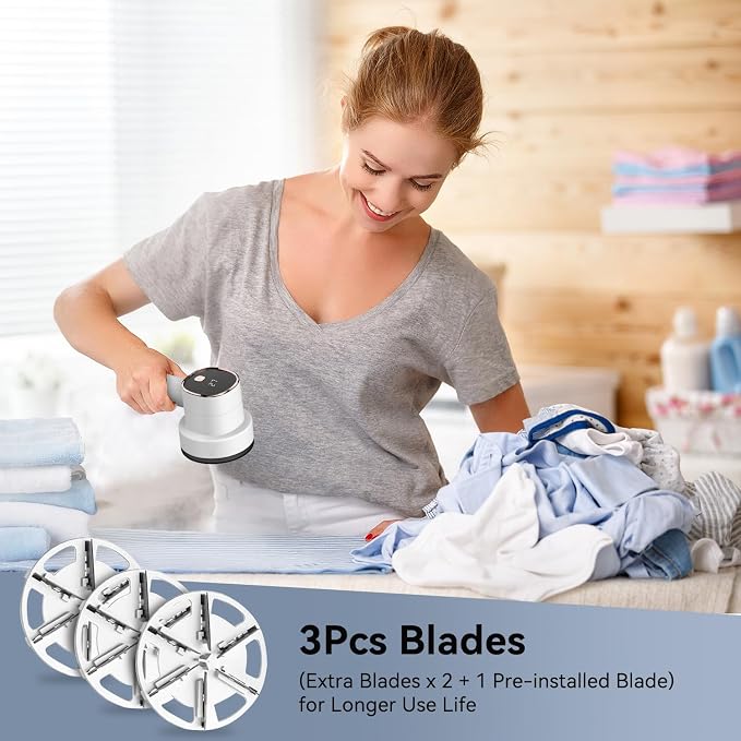 2 Pack Rechargeable Fabric Shaver Combo: LED Display, 3 Speeds Control and 6-Leaf Blades, Portable Lint Shavers to Remove Fuzz Ball Pilling from Sweater Furniture, Pink+White