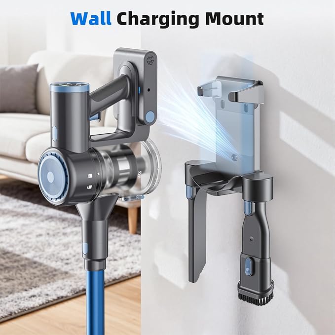 BlueEpic Cordless Stic Vacuum Cleaner, 40KPA/300W with Charging Wall Dock, Anti-Tangle, 6 in 1 Lightweight Handheld Vacuum for Pet Hair, Hard Floor, Carpet