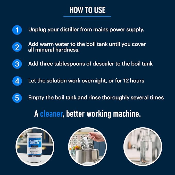 Essential Values Distiller Cleaner Descaler - 2 LBS Water Distiller Cleaner - Citric Acid for Cleaning Powder for Distilling Machines, Kettles - Remove Limescale & Mineral Buildup