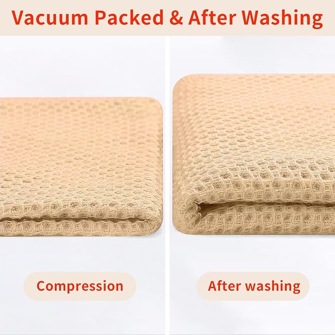 Homaxy 100% Cotton Waffle Weave Kitchen Dish Cloths, Ultra Soft Absorbent Quick Drying Dish Towels, 12 x 12 Inches, 24-Pack, Apricot