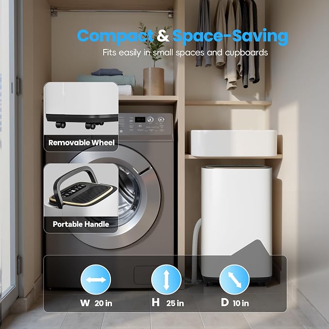 Manistin 3000 Sq.Ft Dehumidifier for Basement with Drain Hose, 30 Pint Dehumidifiers for Home, 3 Modes, Humidity Display & Timer & Child Lock, Large Room Compressor for Bedroom/Bathroom/Laundry