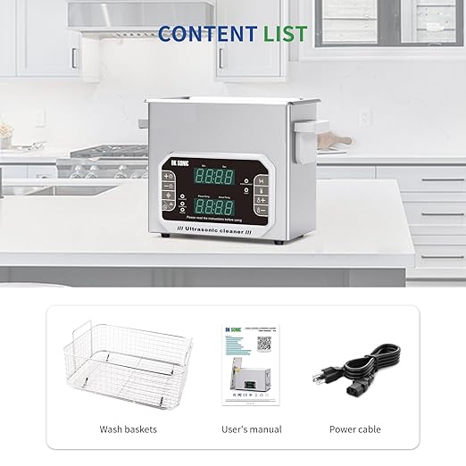 DK SONIC Professional Ultrasonic Cleaner 3L,120W Precision Ultrasonic Jewelry Cleaner with Timer,Heater&Touch Control, Multi-Application for Glasses,Chains,Watches (Include Basket)