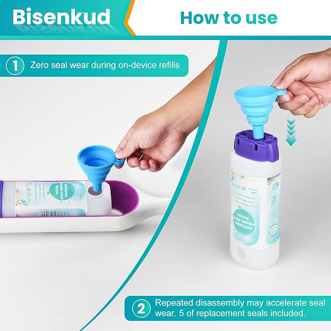 Bisenkud Refillable Bottle & Rechargeable BatteryKit for Swiffer® Power Mop, Eco-Friendly Refillable Solution Bottle and Battery Pack for Tile and Hardwood Floors