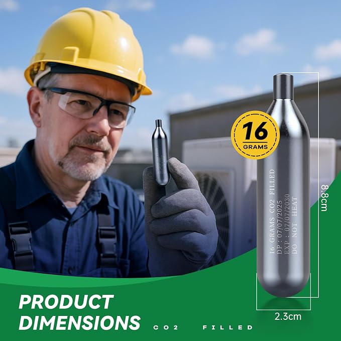 Upgraded Drain Device, AC Drain Line Cleaner Device, AC Drains Line Unclogger Tool, with 6 Unthreaded CO2 Cartridges, with a Flexible Hose to Clear All HVAC Clogs,16 Gram Unthreaded CO2,Black