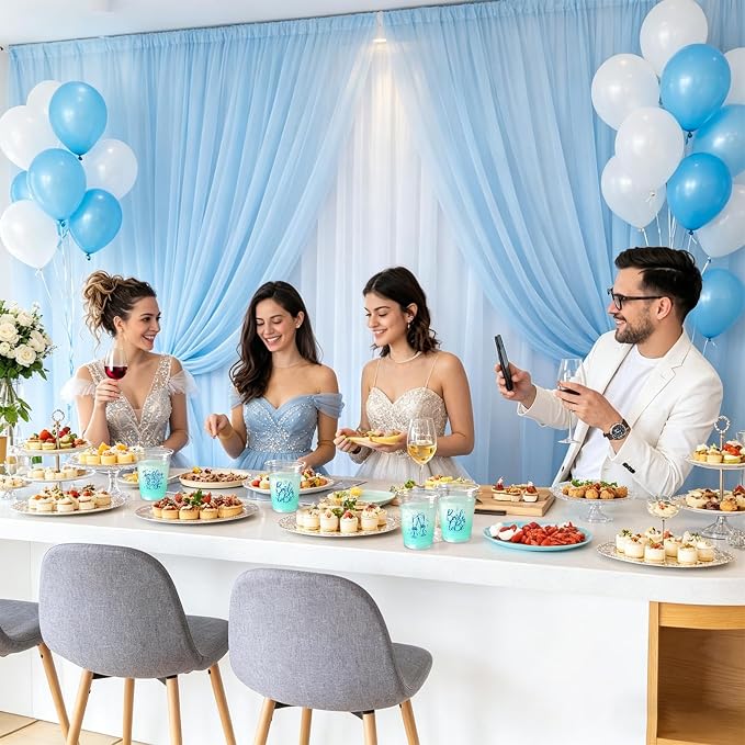 100Pcs Wedding Plastic Cups 12oz Something Blue Before I Do Disposable Clear Plastic Cups, Bridal Shower Theme Party Drinking Cup for Wedding Party Supplies