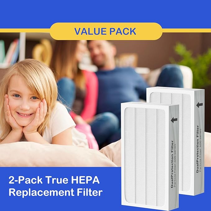 Classic 400 Series HEPA Particle Filter Replacement Compatible with Blueair 400 Series Air Cleaner Purifier Models 402, 403, 405, 410, 450E, 455EB, 480i, 2 Pack