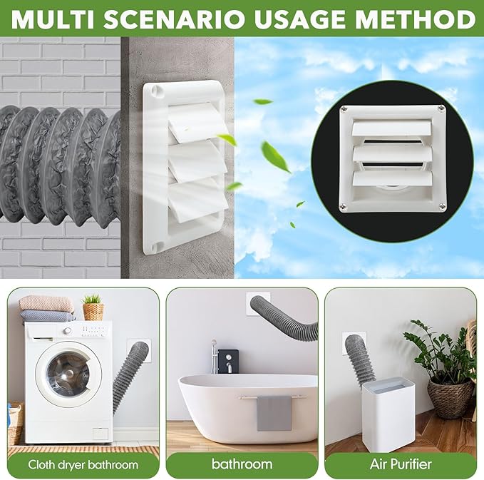 Glooglitter Dryer Vent Kit 4 Inch Dryer Ducting Tube Vent Hose Connector Wall Ducting Kit for Air Circulation (Gray)