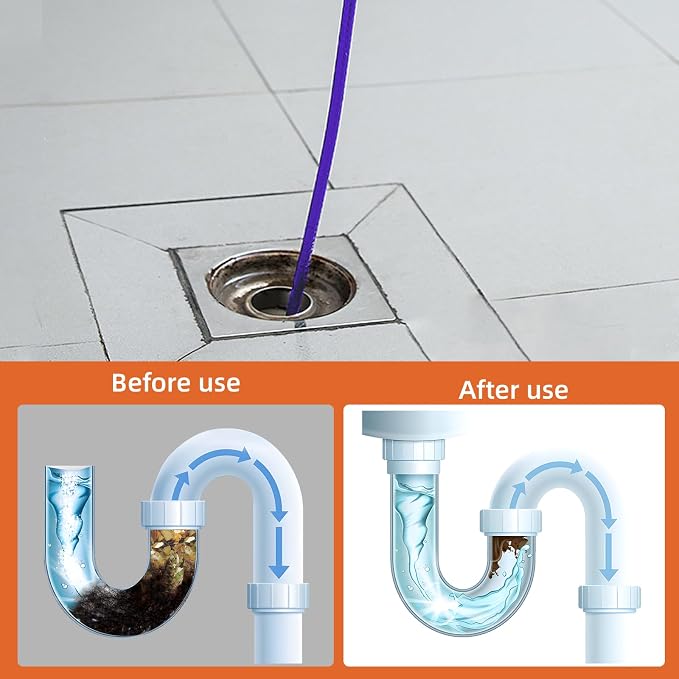 Sewer Jetter Kit for Pressure Washer, 100FT Drain Cleaner Hose 5800PSI with 1/4 Inch NPT Corner, Rotating Nozzle and 4 Different Button Nose Sewer Jet Nozzles, Waterproof Tape and 2 Spanners (Purple)