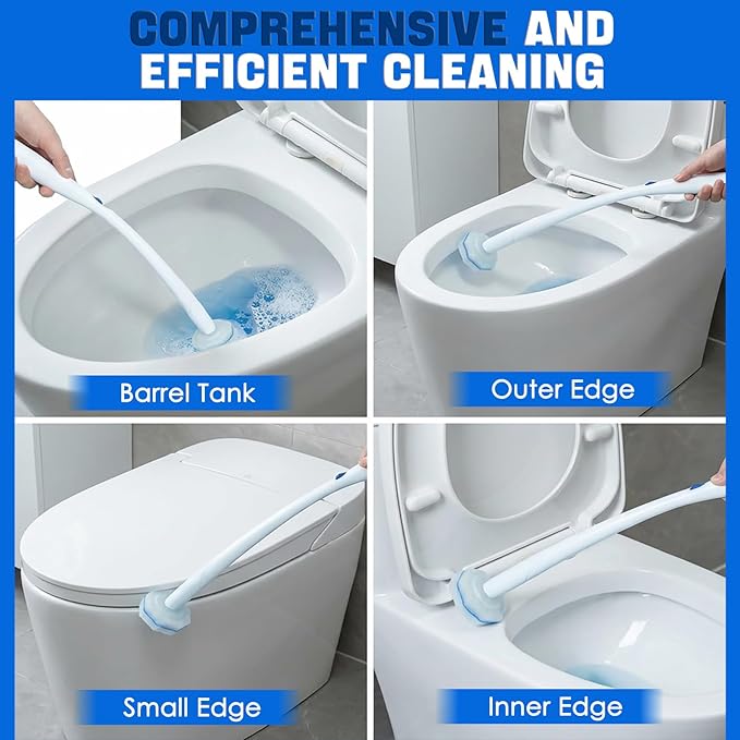 60 Count Toilet Wand Refills,Disposable Toilet Brush Refills Compatible with Clorox Toilet Wand,Upgrade Fiber Cleaner Heads,Secure Lock No Slip,Odor Neutralizing(Not Included Brush Rod)