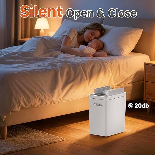 Solar Automatic Trash Can: 2 Pack 4 Gallon Motion Sensor Garbage Can, No Charging Required, Slim Smart Touchless Trash Bin with Lid for Bedroom, Living Room, Bathroom, Office, RV, White