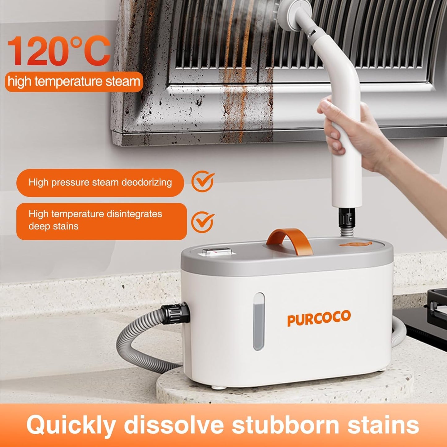 Pressurized Steam Cleaner Handheld 6 Multi-Surface Attachments small Mini Steam Cleaner for Car Grout Kitchen 30s Fast Heating Deep Cleaner for Tile Upholstery Pet Hair