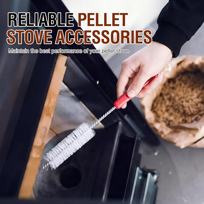 Feekoon Pellet Stove Cleaning Kit, 20 FT Flexible Steel Rod with 3" Brush Head, Flue Detail Cleaner, Pellet Stove Accessories for Vent Pipes Cleaning - Reduce Buildup & Improve Airflow