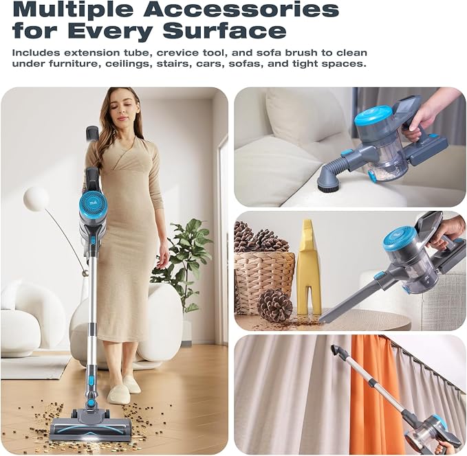 HAUSMEISTER VoltVac Go Cordless Vacuum Cleaner for Home Pet Hair, Portable Handheld Rechargeable Vacuum (Gray)