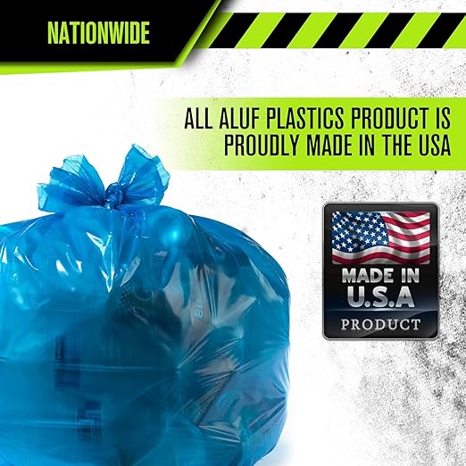 Aluf Plastics 55 Gallon Blue Trash bags for Rubbermaid Brute - Pack of 100 - Garbage or Recycling bags 38" x 55" 1.2 (equivalent) MIL - For Industrial, Home, Contractor