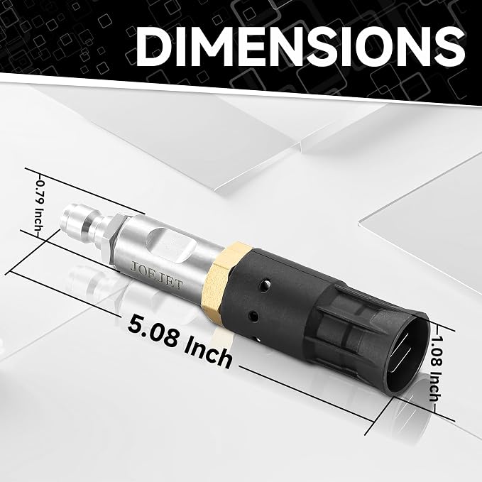 JOEJET Adjustable Downstream Soft Wash Twist Nozzle, 7-12 GPM | 0-60° Adjustable Long Range Spray Nozzle with 1/4" Quick Connect Plug, for Roof Cleaning, 1000-6000 PSI
