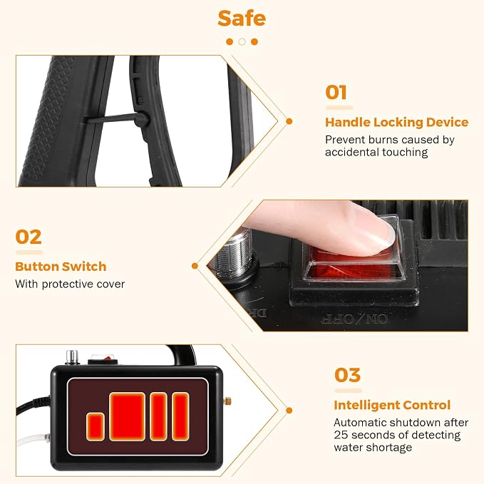 BEAMNOVA High Pressure Handheld Steam Cleaner Cleaning Car Steamer for Auto Detailing Portable Electric Steam Machine Home Use Kitchen Floors