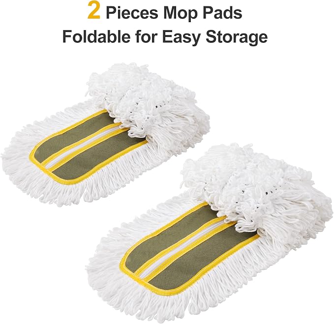 CLEANHOME 24" Commercial Dust Mop for Floor Cleaning, Heavy Duty Floor Mop with 59” Extendable Long Handle, Hotel Gym Garage Hospital Household Cleaning Supplies for Hardwood, Tiles, Marble Floors