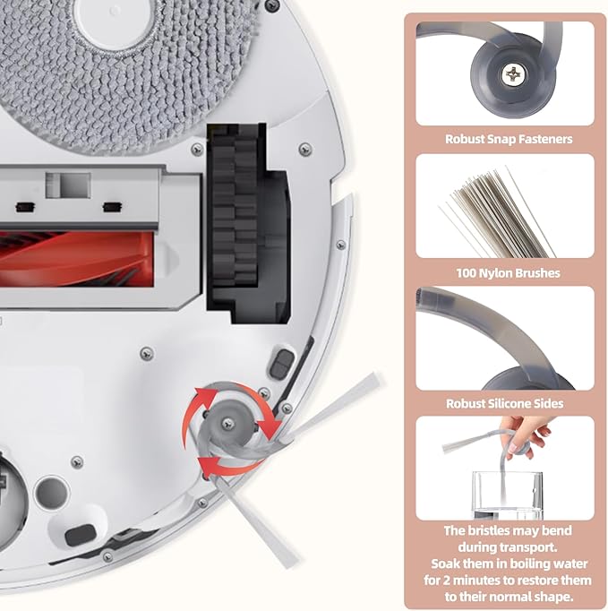 28 Pack Accessories for Roborock Qrevo S5V / Qrevo Curv/Qrevo Curv S5X / Qrevo Edge Vacuum Robot, Replacement 4 Main Brush 6 Mop Pads 6 Dust Bag 6 Sidebrush 4 Filter 1 Cleaning Brush 1 Screwdriver