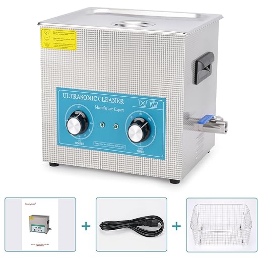 stonylab Ultrasonic Cleaning Machine, 304 Stainless Steel All-Purpose Ultrasonic Cleaner with Mechanic Control Panel of Heating and Timer for Laboratory 40kHz 110V, 10L