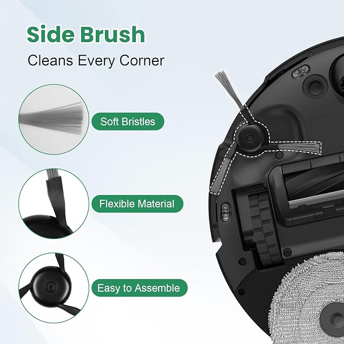 34Pcs Accessories Kit for Dreame L40 Ultra Gen 2/ X40 Ultra/Master/Mova P10/ P50 Pro Ultra Robot Vacuum&Mop, 2Rubber Brush, 8Dust Bags, 8Filters, 8Mop Pads, 6Side Brushes, 1Clean Brush, 1Screwdriver