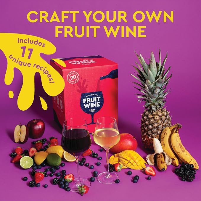 Craft A Brew - Fruit Wine Making Kit - Easy for Beginners - At Home Wine Making Kit - Includes Ingredients & Reusable Equipment - Use Any Fresh, Frozen or Fruit Juice - Makes Up to 20 1-gallon Batches