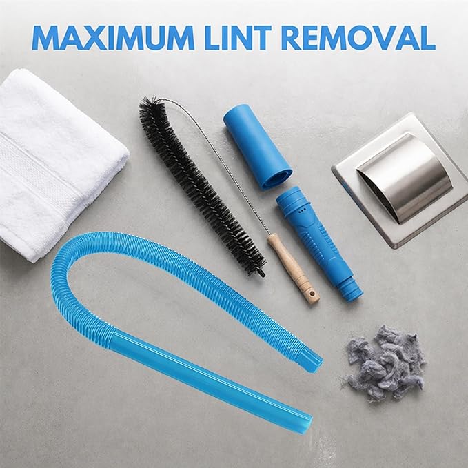 Dryer Lint Vac Attachment, Dryer Vacuum Hose Attachment, Extendable Dryer Vent Cleaner Kit Vacuum Attachment, 3-Piece Set, Compatible with All Vacuum Cleaners