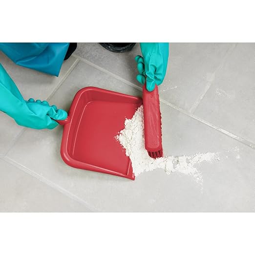 SPARTA Large Handheld Dustpan with Hanging Hole, Heavy-Duty Plastic Dustpan with Wide Lip for Countertops and Surfaces, Plastic, 10 Inches, Red, (Pack of 12)