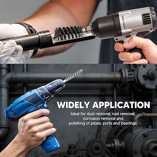 20pcs Drill Brush Attachments for Cleaning, Wire Brush for Drill, Drill Wire Brush, Stainless-Steel Bore Brush with Handle 1/4 Inch Hex Shank, for Drill Attachment, Tube Cleaning Rust