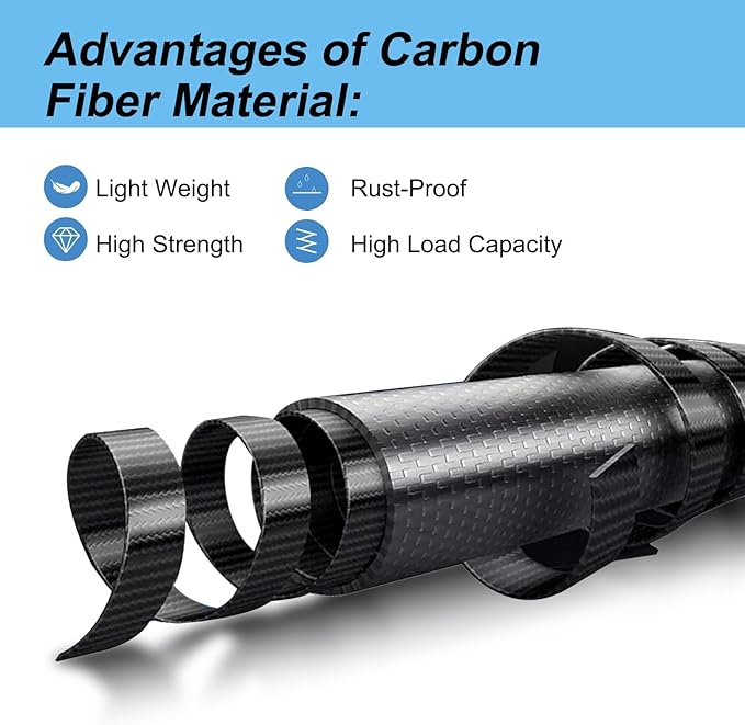 Carbon Fiber Extension Pole, 1.9 to 9.8 ft Lightweight Telescoping Pole with Threaded Metal Tip for Paint Roller, Cobweb Duster, Window Cleaning & High Dusting