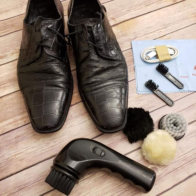 Electric Shoe Cleaner Brush, Electric Shoe Polisher Brush Shoe Shiner Dust Cleaner Portable USB Leather Cleaner Care Kit for Leather Shoes Sneaker