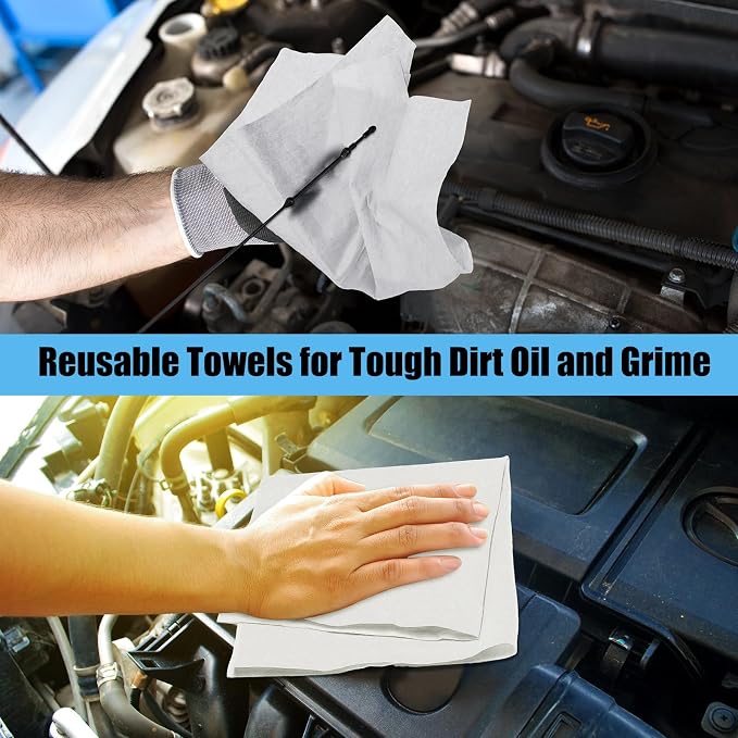 HunnmingRe 300 Sheets 9.84 x 13.78 in Disposable Shop Towels Bulk Heavy Duty Shop Towels Lint Free Paper Absorbent Anti Dissolution for Garage Car Work (White)