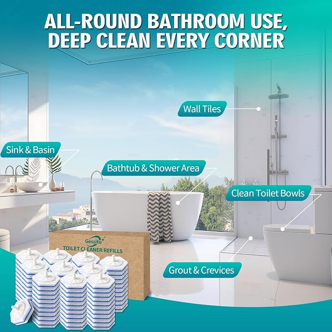 100 Count Toilet Bowl Wand Refills,Disposable Toilet Brush Heads,Cleaner Refill Pads Compatible with Clorox,No Falling Apart,Bathroom Cleaning,Unscented