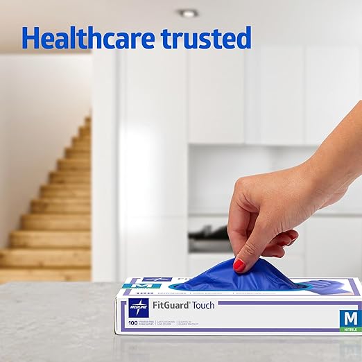 Medline FitGuard Touch Nitrile Exam Gloves, 1000 Count, X-Large, Powder Free, Disposable, Not Made with Natural Rubber Latex, Excellent Sense of Touch for Medical Tasks, Durable for Household Chores