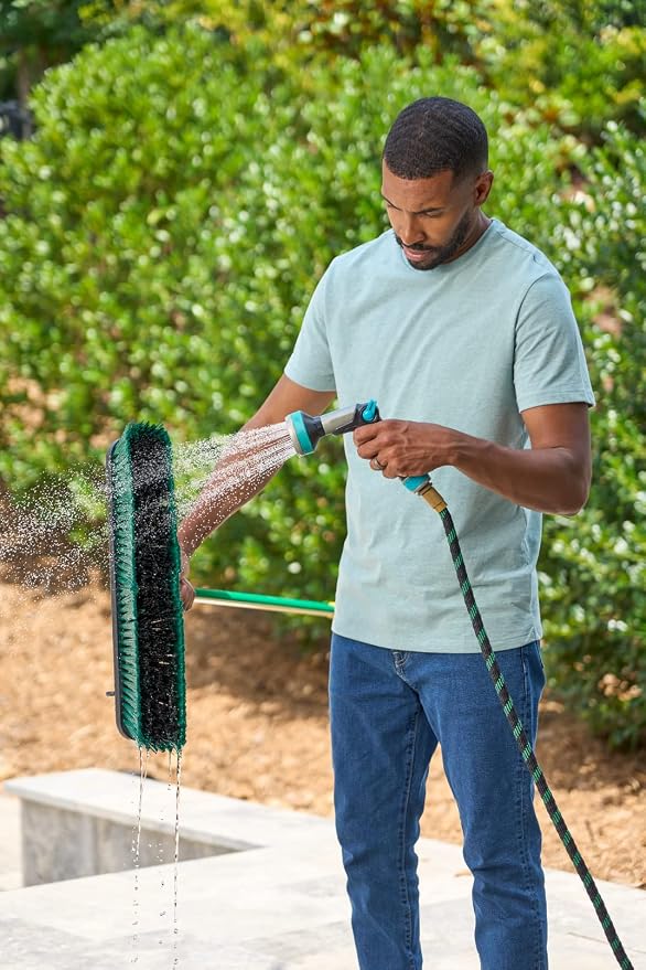 Quickie Bulldozer 18-Inch Multi-Surface Push Broom, Green, Heavy-Duty with Swivel Hang-Up Feature, Perfect for Indoor and Outdoor Cleaning, Sweeping Sidewalks & Warehouses