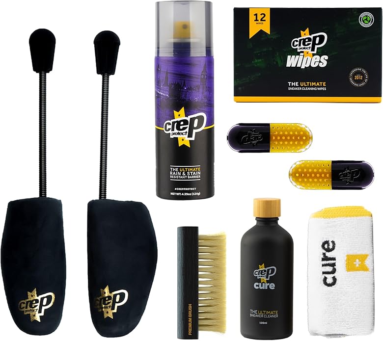 Crep Protect The Ultimate Shoe Care Bundle Pack - Shoe Protector Spray - Sneaker Cleaner Kit - Quick Cleaning Wipes - Shoe Tree - Sneaker Freshener