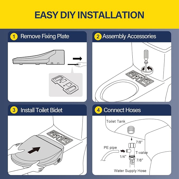 Heated Bidet Toilet Seat Elongated 102S-W, Unlimited Warm Water, Warm Air Dryer & Heated Seat, Electric Bidet with Remote Control, Self Cleaning Nozzle, Night Light, Soft Close Lid