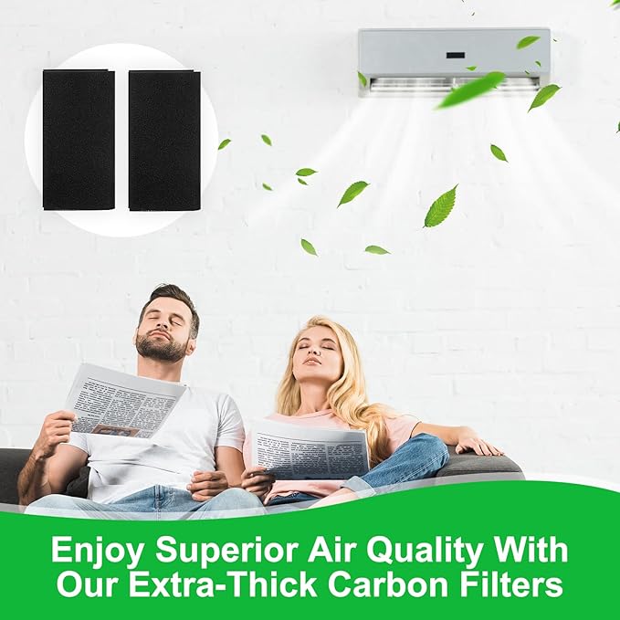 Threlaco 8 Pcs Activated Carbon Filter Cut-to-fit Carbon Filter Sheet for Air Charcoal Filters 16 x 48" Air Filters Replacement VOC Parts Accessories
