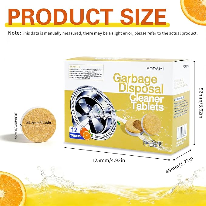SOPAMI Garbage Disposal Cleaner Tablets 24-Pack - Sink Cleaner and Deodorizer, Disposal Cleaner and Deodorizer, Garbage Disposal Cleaner and Deodorizer Tablets