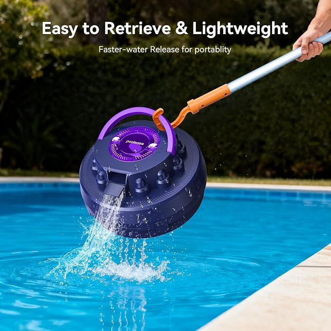 Cordless Robotic Pool Vacuum with Dual high-Powerful Motors Provide Strong Suction, 100 Min Runtime, Self-Parking, Pool Cleaner Robot for Above/In-ground Flat Pool up to 960 Sq.ft