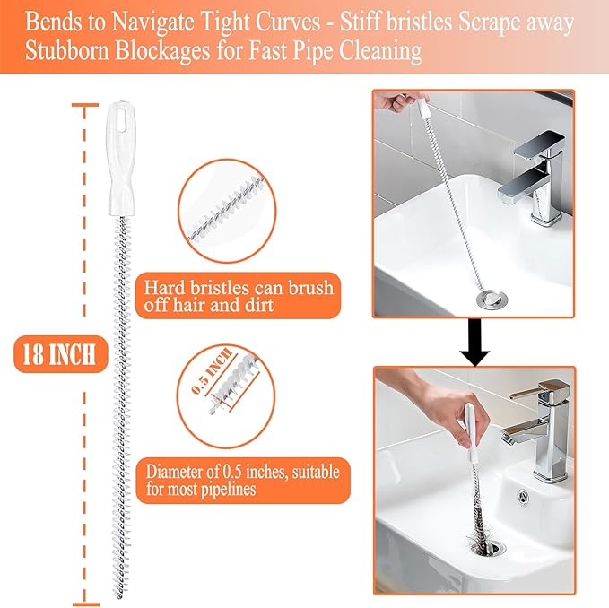 33 Ft Drain Snake Auger, Heavy Duty Plumbing Snake for Sink, Tub, and Shower, Clog Remover Drain Cleaner Tool with Gloves