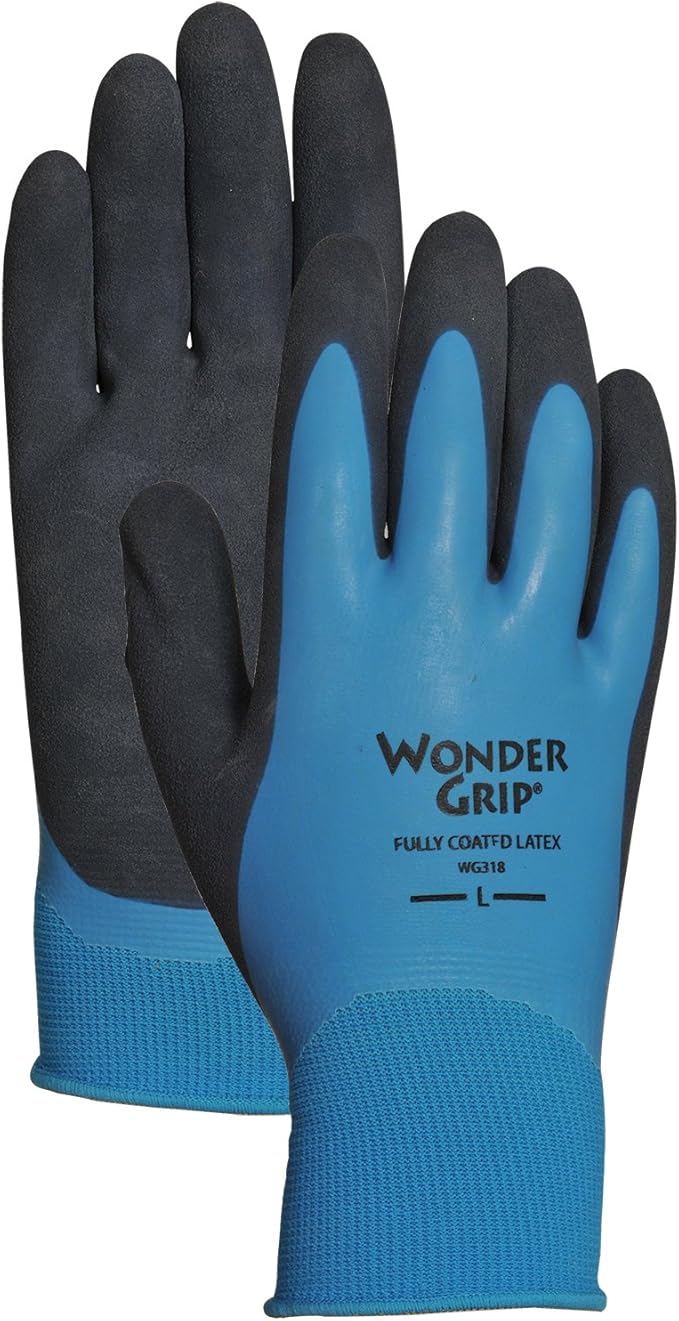 Wonder Grip WG318L Liquid-Proof Double-Coated/Dipped Natural Latex Rubber Work Gloves