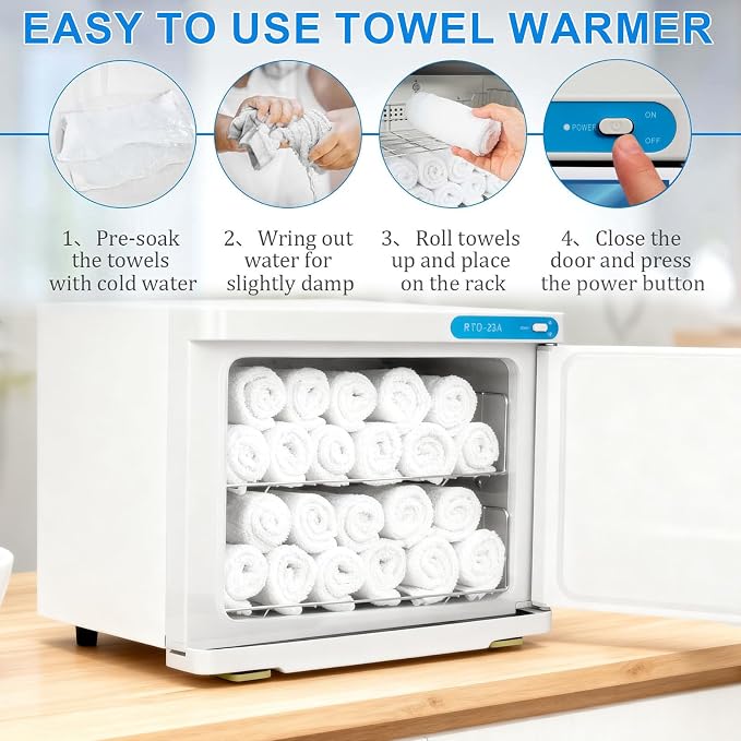 Hot Towel Cabinet 23L, Hot Towel Warmer Cabinet with LED Temperature Display, Extra Large Capacity Heater for Spa, Massage, Salon, Home Use (White 23L)